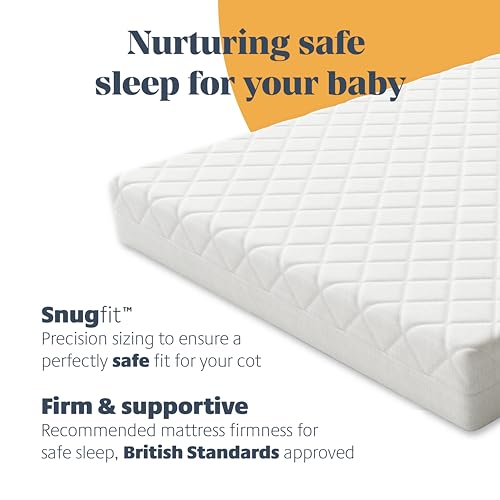 Miniatura 6 de Mother Nurture Colchón Clásico De Espuma Para Cuna De Viaje 90 X 50 Cm X 7 Cm , Hipoalergénico, Transpirable, Para Dormir Cómodamente Durante La Noche, Funda Reversible Y Extraíble, Probado Bsi, Se