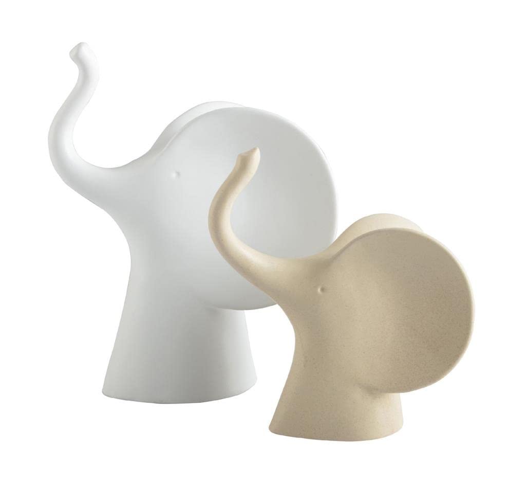 Figurines éléphants design moderne DRW : lot de 2 statues céramique 22x13x29 cm