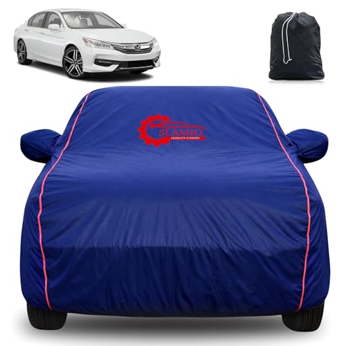 Image of 100% Waterproof Car Cover for Honda's Accord | All-Weather, Dustproof & UV Protection | Heavy-Duty 3-Layer Fabric | Custom Fit with Mirror & Antenna Pocket | Navy Blue