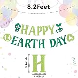 Happy Earth Day Banner - Earth Party Decor, Environmental Protection Earth Day School Classroom Party Decorations Green Glitter