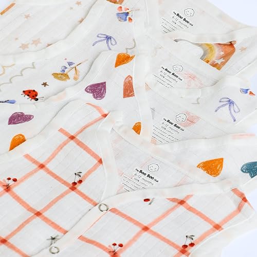 Image of The Boo Boo Club Organic Cotton Baby Jhabla | Pack of 4 Newborn Sleeveless Jabla | Newborn Infant Summer Wear | Soft & Breathable Muslin Fabric | Easy Button Closure Vest