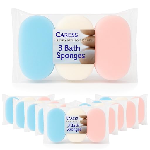 Caress Luxury Bath Accessories 30 Pack Bath Sponges