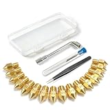 LKNNEASTO 3D Printer Nozzle Kit, 16PCS MK8 Brass Nozzles 0.2/0.4/0.6/0.8/1.0mm with Wrench, Tweezers, Cleaning Needles & Storage Box, Compatible with Ender 3/Pro, CR-10 Series