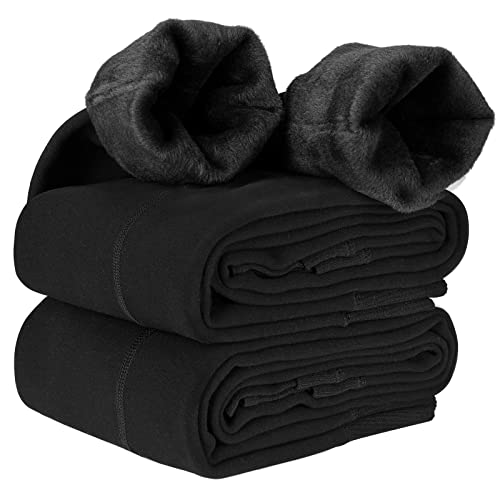 Aiglam Legging Femmes Hiver,2 Paires Legging Chaud Femme Pantalons Collants Élastiques Velours Taille Haute,Thermique Jambières Extensibles pour Fille(Noir) Cover