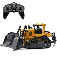 Losbenco RC Heavy-Duty Bulldozer, 1:16 Scale Remote Control Bulldozer Toy with Sound and Light, 11 Channel RC Front Loader Tractor Engineer Vehicle Truck Toy Gift