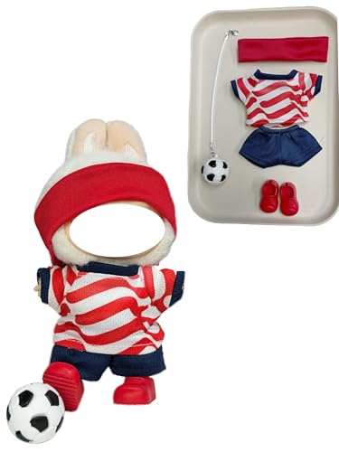 Soccer Jersey Doll Clothes for 15-17cm Plush Dolls 5 pcs Set Mini Football Uniform Outfit for 6 Inch Stuffed Animals International Star Inspired Sports Costume Collectible Doll Cloth(USA Red)