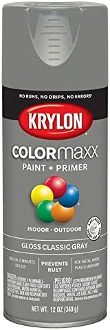 6-Pack of 12 oz Krylon K05513007 Classic Gray COLORmaxx Paint & Primer Spray Paint, Gloss