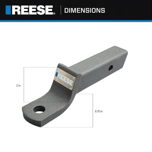 REESE 7098600 Trailer Hitch Ball Mount, Fits 2 Inch Square Receiver, 2 Inch Drop, 0.75 Inch Rise, 7,500 lbs. Capacity, Premium Black - Thumbnail 2