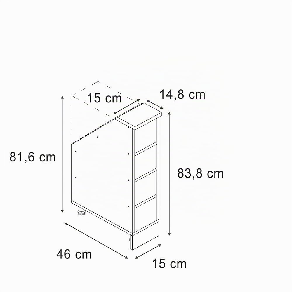 Vicco Meuble de Rangement sous Pente Rion, Chêne doré/Chêne doré | L15 x P46 cm , avec 4 compartiments, gain de place pour les pièces mansardées