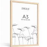 Zenacolor Marco de Fotos A3 Madera De Roble - Marcos para Cuadros con Película Protectora Antirrayas, Montaje en Pared o Para Colocar sobre Mesa