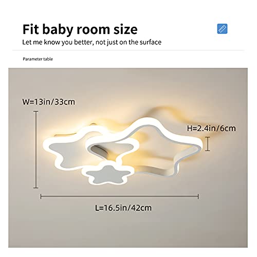 Tioolo Dimmable Led Ceiling Light, Creative Cartoon Star Ceiling Light, Acrylic Ceiling Lamp With Remote, Modern Flush Mount Chandelier Lighting Fixture For Boys Girls Bedroom Living Room, 32W/White #TOP4