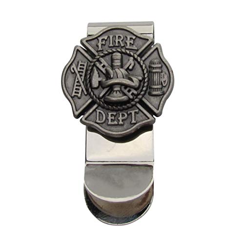 Treasure Gurus Silver Firefighter Maltese Cross Mens Money Clip Card Holder Wallet