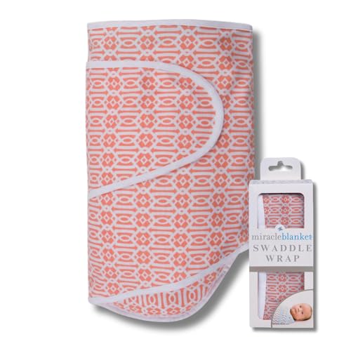 Image of Miracle Blanket Swaddle Wrap - Help Your Newborn Sleep Longer - Soft & Secure Sleep Sack for Infants - Easy-to-Use Swaddling Blanket for a Calm Baby (Coral Lattice)