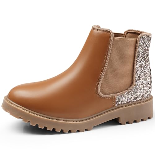 Harvest Land Girl Boots Kids Ankle Boots Warm Side Zipper Low Heel Short Booties Winter Anti-Slip Outdoor Shoes for Little Kids/Big Kids