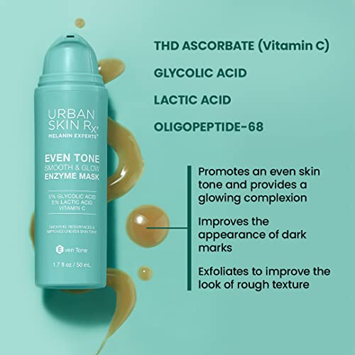 Urban Skin Rx Even Tone Smooth & Glow Enzyme Mask | Radiance-Boosting Mask Exfoliates And Cleanses Pores To Improve Uneven Skin Tone, Formulated With Glycolic And Lactic Acid And Vitamin C | 1.7 Oz #TOP1