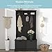 All in One Hall Tree with 3 Top Shelves and 2 Flip Shoe Storage Drawers, Wood Hallway Organizer with Storage Bench and Metal Hanging Hooks, Black