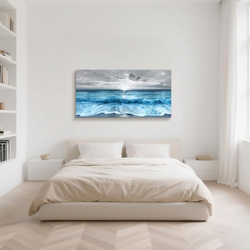 Tableau decoration murale grand format moderne coucher de soleil mer - 5