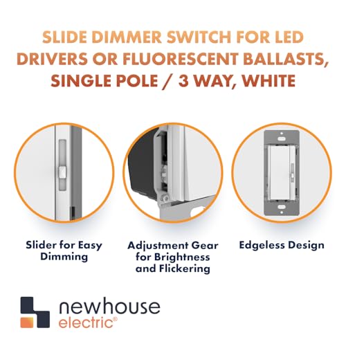 Newhouse Electric White 3-Way/Single Pole 0-10V Dimmer Switch for LED Drivers or Fluorescent Ballasts TDS-010V, Modern Wall Light Dimmer Switch for Contemporary Interior Design by Newhouse Electric - Used condition - Image 2