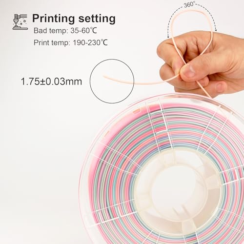 Filament PLA arc-en-ciel 1.75 mm sans blocage buse précision 1kg - 2
