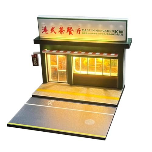 Diorama restaurant de thé miniature 1/64 haute fidélité avec éclairage