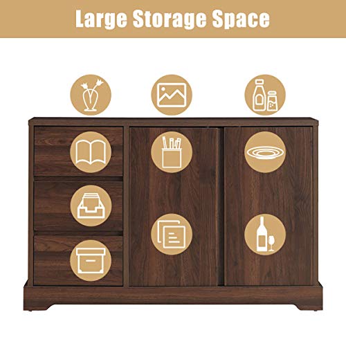 Giantex Buffet Sideboard, Storage Console Table With 3 Drawers And 2-Door Cabinets, Buffet Server Cupboard For Kitchen, Dining Room, Living Room, Entryway, Walnut (46.5”Lx 15.5”Wx 30.5”H) #TOP4