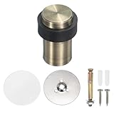 PATIKIL 1 Set Fermaporte Rotondo, 60 mm Fermaporte in Acciaio Inossidabile Cuneo Porta Cilindro Metallico con Autoadesivo e Vite per Parte Inferiore Porta Pavimento Interno, Bronzo