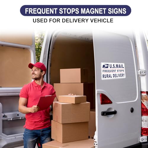 Image of 3 Pack Mail Magnetic Signs for Rural Carrier Car, Rural Route Magnet for Carrier Vehicle, Reflective Mail Delivery Driver Car Magnet Service Frequent Stops, Heavy Duty Waterproof (White-Mail-3 Pack)