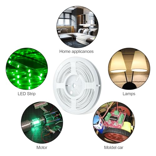 Image of 65.6FT 24AWG 2 Conductor Low Voltage LED Extension Cable Wire, 2 Core Parallel Wire for LED Strip Lights, Outdoor Use, Waterproof, UL2468 Certified, White