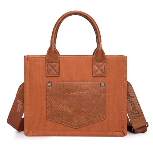 Montana West Wrangler Tote Bag for Women Canvas Crossbody Shoulder Purses Top-Handle Handbags with Guitar Strap Satchel Purses Multi-pockets Casual Work Bag Brown WG136-8120SBR — view 6