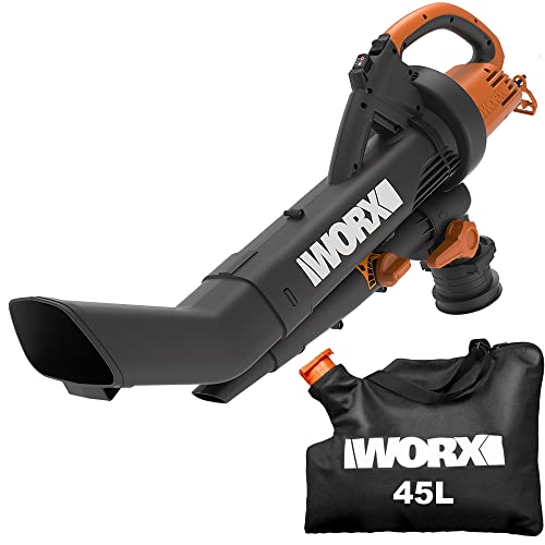 WORX WG505E Trivac dmuchawa do liści i odkurzacz do liści 3000 W – funkcja 3 w 1 jako dmuchawa do liści, odkurzacz do liści i mulczer – prędkość wydmuchu 335 km/h – pojemność ssania 600 m³/h – w