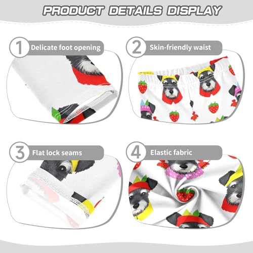 ALAZA Girls' Leggings Children's Yoga Pants Skinny Printed Dance Schnauzer Strawberry Comfortable 4T2