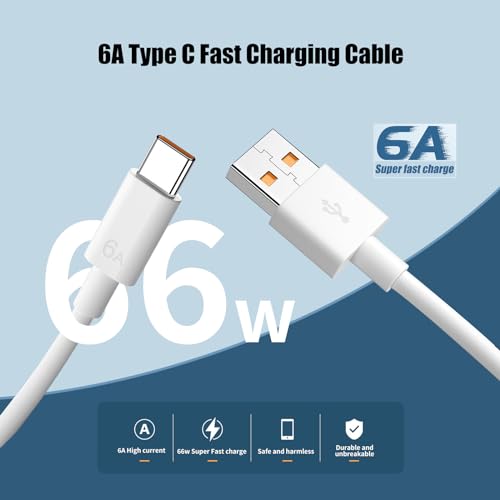 2 Pack 6A Type C Cable,USB C Fast Charging Cable,65W Fast Charger Lead,USB C Cord for Huawei, Samsung, Xiaomi, OnePlus, Sony Xperia, HTC, LG, Moto, Google Pixel, Tablet, MacBook, Switch, etc - Image 4