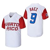 #9 Baez Puerto Rico World Game Classic Men Baseball Jersey Stitched Size L White