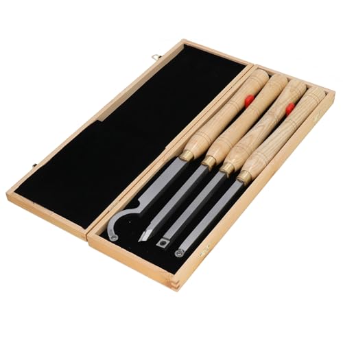 Kit de 4 herramientas para torno de madera con mango de madera miniatura 2