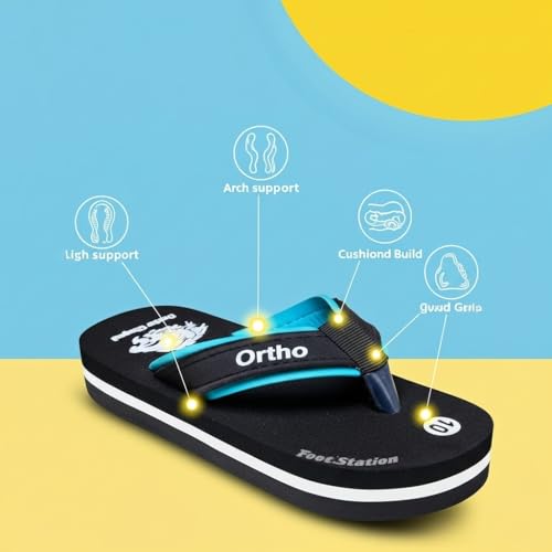 Image of Ortho Comfort Flip Flops, Multi Colour Combination, Comfortable Stylish Casual Boys Slipper | 2-10 Years. (Refer size chart in images)