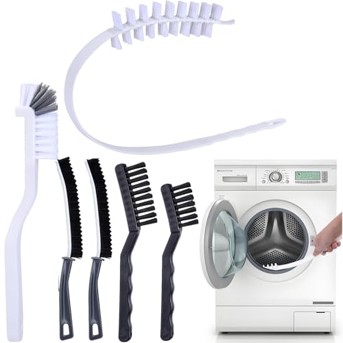 ‌Washing Machine Cleaning Brush Set - 5-Piece Crevice Cleaner & 1-Piece Drum Brush for Front Load Washer | Rubber Seal Scrubber | Tight Space Accessories
