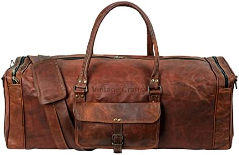 VINTAGE CRAFT SHOP Leather Duffel Bag Large 32 Inch Single Pocket | Travel Tote Carryon Bag Gym Sports Weekender Overnight | Duffle Bag For Men and Women 7 VINTAGE CRAFT SHOP Leather Duffel Bag Large 32 Inch Single Pocket | Travel Tote Carryon Bag Gym Sports Weekender Overnight | Duffle Bag For Men and Women