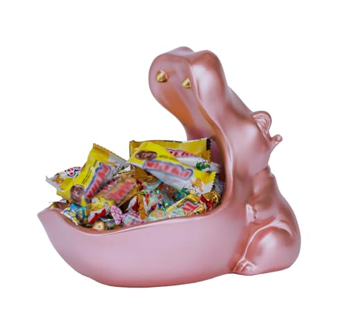 ZMLOOK Hippo Statue Large Hippopotamus Resin Ornament Sculpture Pink