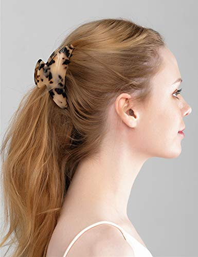 Prettyou Large Size 3.5" Handmade Celluloid French Design Barrettes Tortoise Shell Claw Fashion Accessories Hair Clip For Women (B) #TOP1