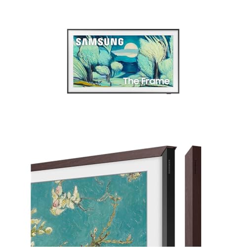 Image of Samsung 55-Inch The Frame LS03F 4K QLED Smart TV (2025 Model) with Modern Brown Frame Customizable Bezel
