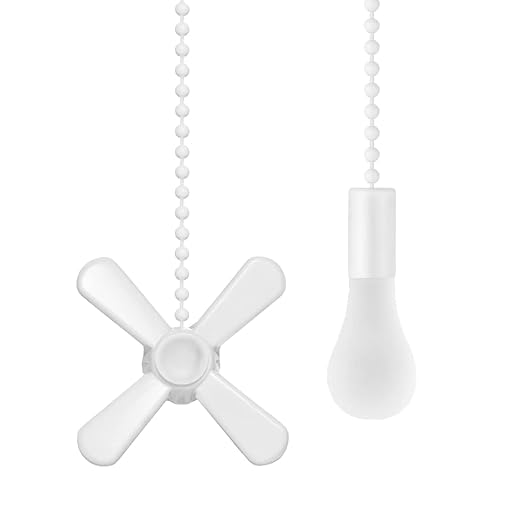 SmoTecQ Ultra Long Ceiling Fan Pull Chain Extender, Embedded with Decorative Frosted Glass Bulb and Fan Cord for 3mm Beaded Ceiling Fans and Light Fixtures (White)