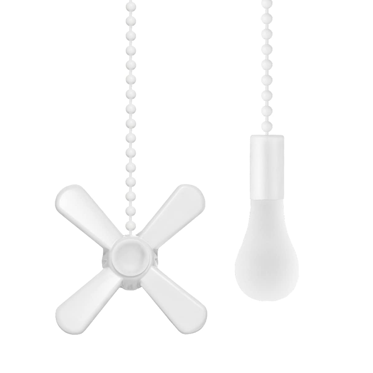 SmoTecQ Ultra Long Ceiling Fan Pull Chain Extender, Embedded with Decorative Frosted Glass Bulb and Fan Cord for 3mm Beaded Ceiling Fans and Light Fixtures (White)