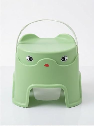 Kids Plastic Stool with Carry Handle | Frog Design, Green Colour