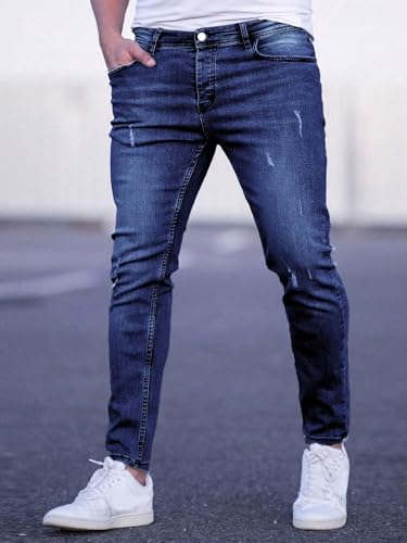 SOLY HUX Men's Ripped Skinny Jeans Classic Stretchy Slim Fit Denim Pants with Pocket4