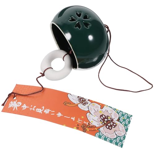 VILLCASE Carillon à Vent en Céramique Noire Style Japonerie pour Décoration de Jardin Extérieur Son Relaxant et Design Unique de Cloche