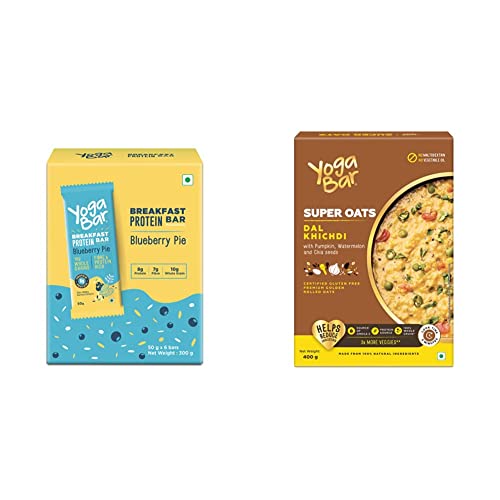 Image of Yogabar Breakfast Protein Blueberry Bars - 300gm, 50 g x 6 Bars & Yogabar Dal Khichdi Masala 400g