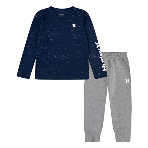 Image of Hurley boys Long Sleeve Soft Basic Cloud Slub T-shirt and Shorts 2-piece Outfit Set