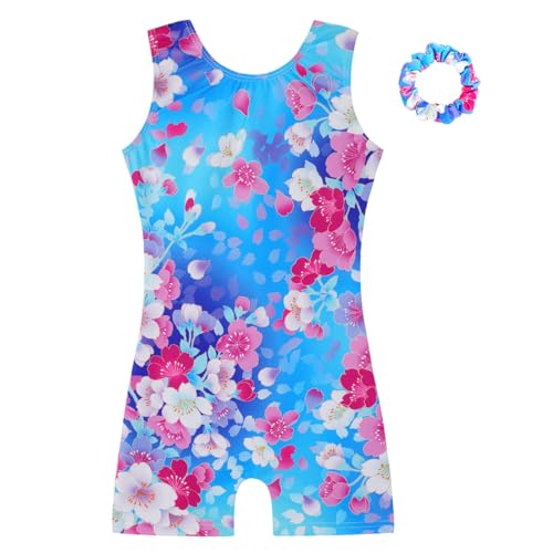 HOZIY Gymnastics Leotards for Girls with Shorts Biketards Dance Tumbling Outfits Matching Scrunchies 1-12 Years Old