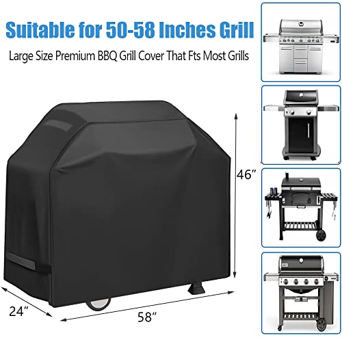 Grill Cover, Waterproof BBQ Grill Cover, 58 inch Rip-Proof and Anti-UV Barbecue Gas Grill Cover Compatible for Weber Char-Broil Nexgrill Grills and More(147cm x 61cm x117cm) 3 Grill Cover, Waterproof BBQ Grill Cover, 58 inch Rip-Proof and Anti-UV Barbecue Gas Grill Cover Compatible for Weber Char-Broil Nexgrill Grills and More(147cm x 61cm x117cm) - Image 3