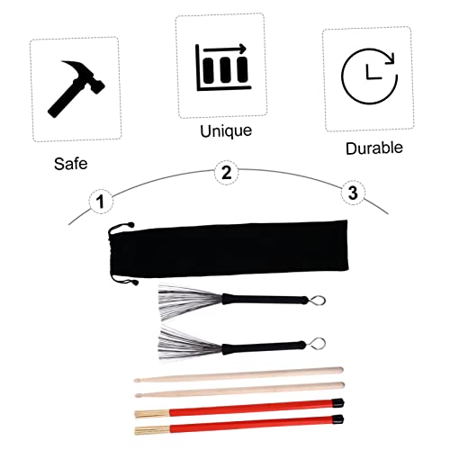 Set Toddmomy 1 Baqueta para Batería con Cepillos de Alambre de Acero para Principiantes y Practicar miniatura 7